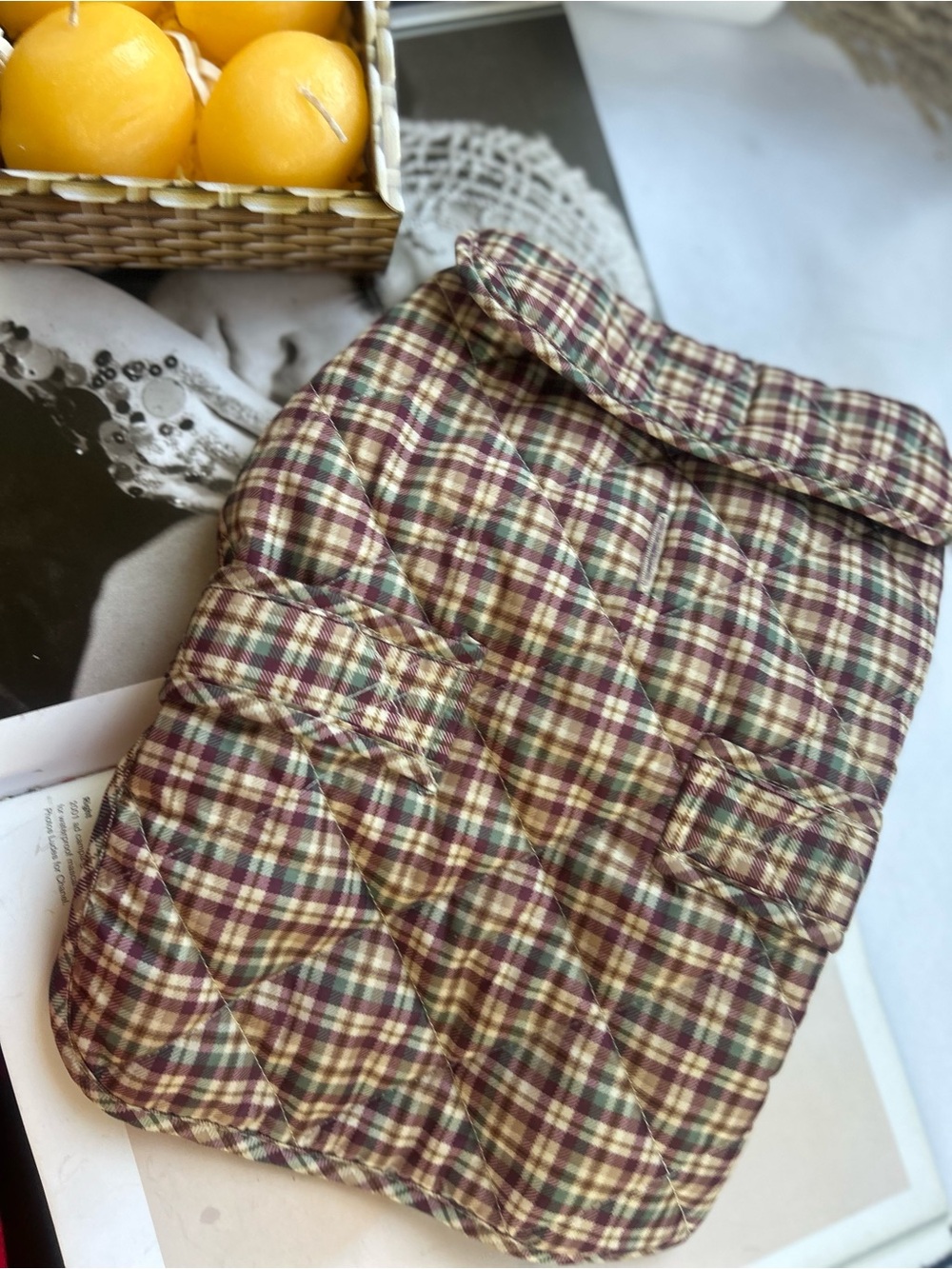 St. John's Bark Plaid dog quilted sweater- Multi s - Picture 4 of 6